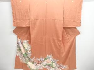 牡丹菊梅模様三ツ紋色留袖（比翼付き）